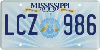 MS license plate LCZ986