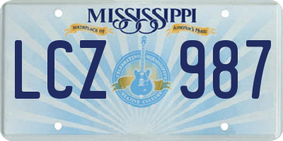 MS license plate LCZ987