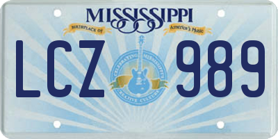 MS license plate LCZ989