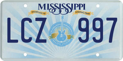 MS license plate LCZ997