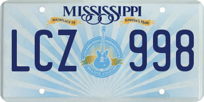 MS license plate LCZ998