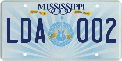 MS license plate LDA002