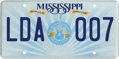MS license plate LDA007