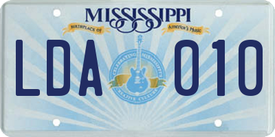 MS license plate LDA010