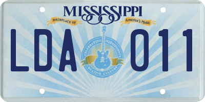 MS license plate LDA011