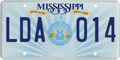 MS license plate LDA014