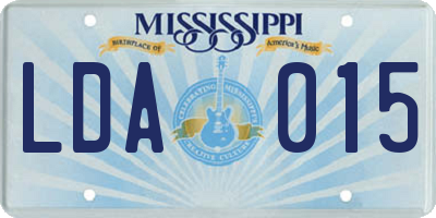 MS license plate LDA015