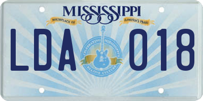 MS license plate LDA018