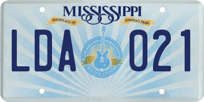 MS license plate LDA021