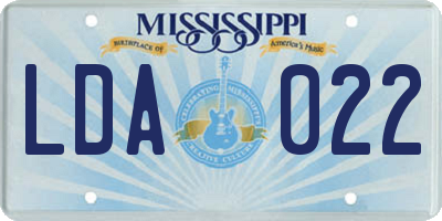 MS license plate LDA022