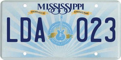 MS license plate LDA023
