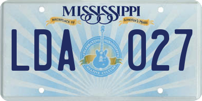 MS license plate LDA027