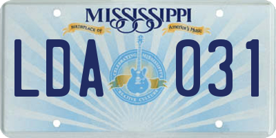 MS license plate LDA031