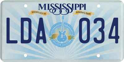 MS license plate LDA034