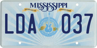MS license plate LDA037