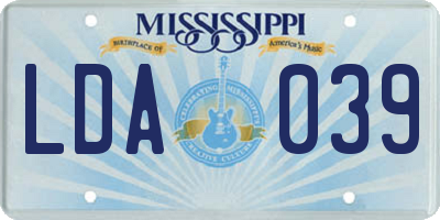 MS license plate LDA039