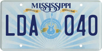 MS license plate LDA040
