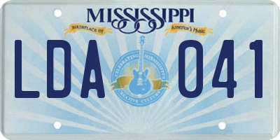 MS license plate LDA041