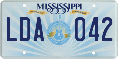 MS license plate LDA042