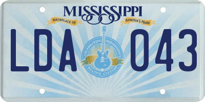 MS license plate LDA043