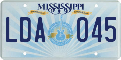 MS license plate LDA045