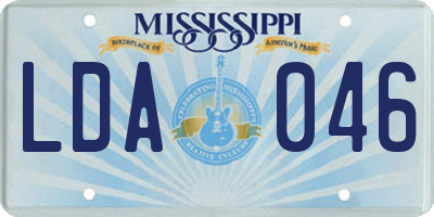 MS license plate LDA046