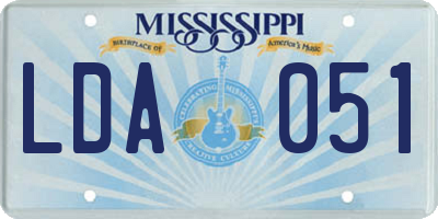 MS license plate LDA051
