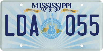 MS license plate LDA055