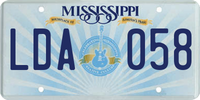 MS license plate LDA058