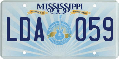 MS license plate LDA059