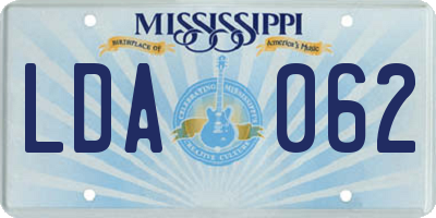 MS license plate LDA062