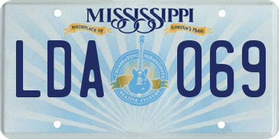 MS license plate LDA069