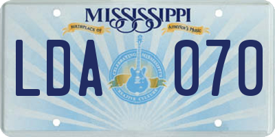 MS license plate LDA070