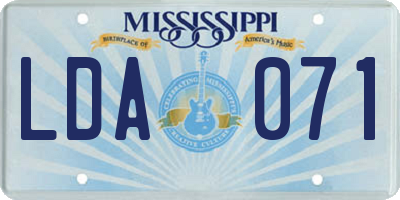 MS license plate LDA071