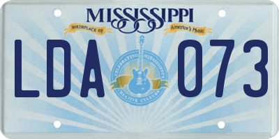 MS license plate LDA073
