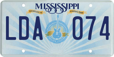 MS license plate LDA074