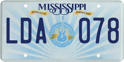 MS license plate LDA078