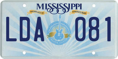 MS license plate LDA081