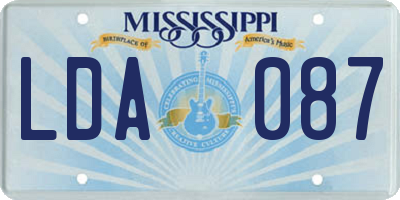 MS license plate LDA087