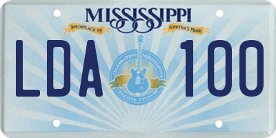 MS license plate LDA100