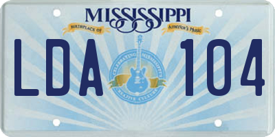 MS license plate LDA104