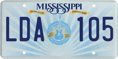 MS license plate LDA105