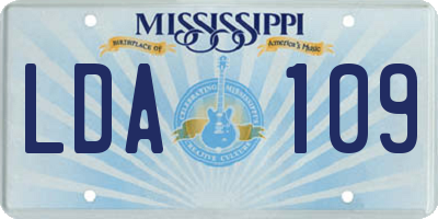 MS license plate LDA109