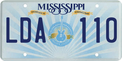 MS license plate LDA110