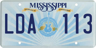 MS license plate LDA113