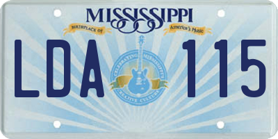 MS license plate LDA115