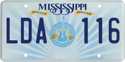MS license plate LDA116