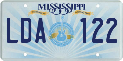 MS license plate LDA122