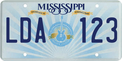 MS license plate LDA123