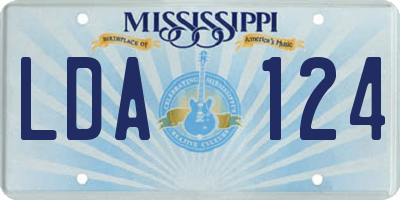 MS license plate LDA124